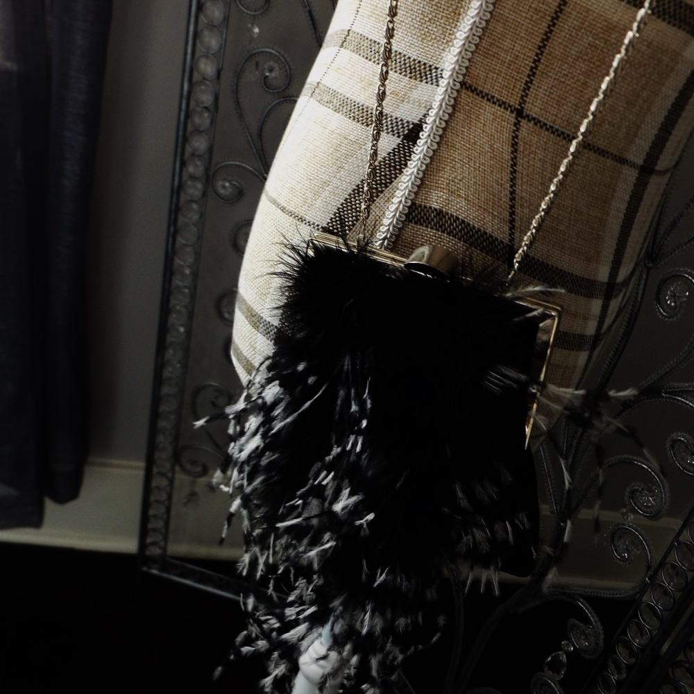 Vintage Daniele Meucci velvet & feather purse